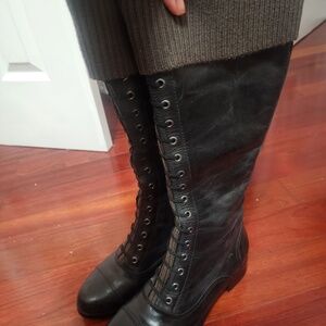 Cole Haan combat boots with knit top and Nike Sole